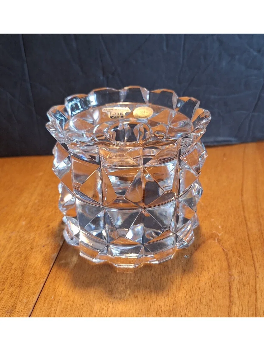 VTG Hand Cut (Diamond) Czech Republic Sklo Bohemio Candle Holder 3
